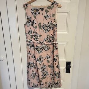 Anne Klein Pink Floral Midi Dress with Belt